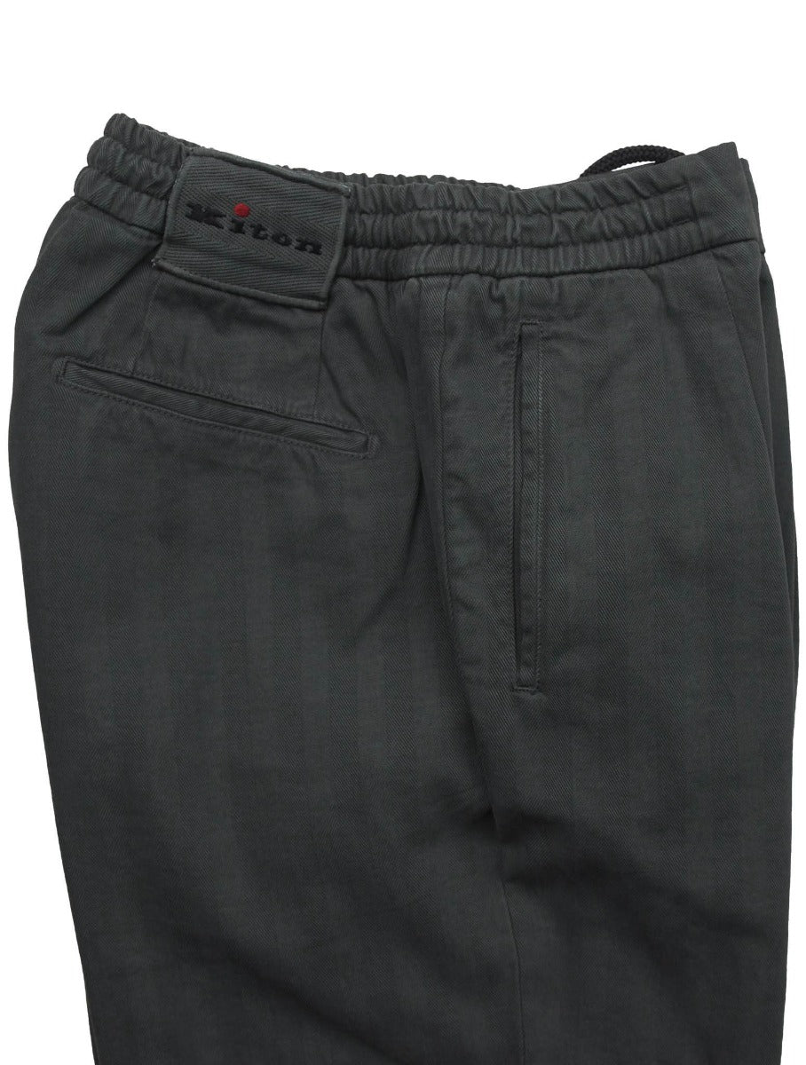 Kiton Gray Cotton Cashmere Pants - view 2