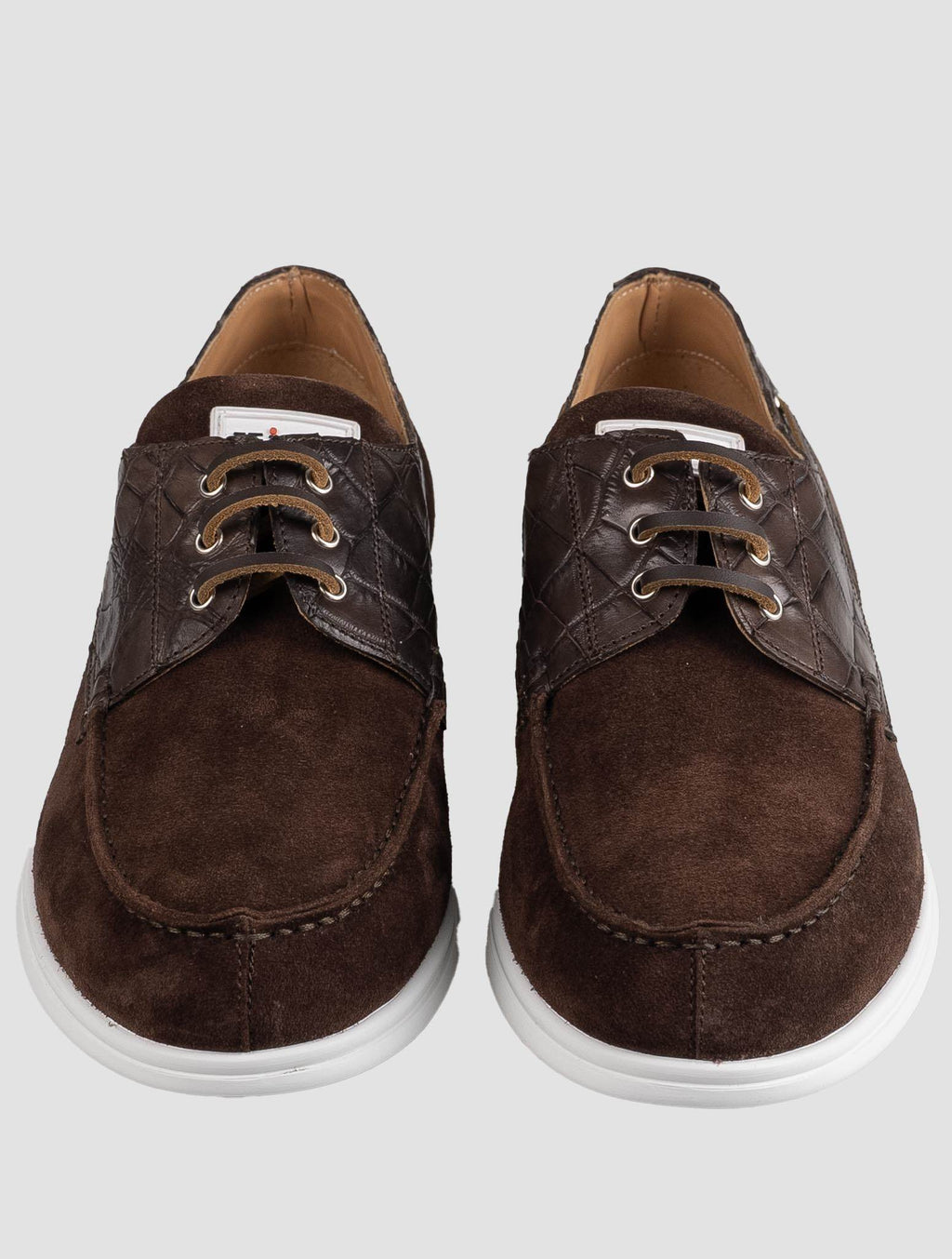 Kiton Brown Crocodile Suede Loafers KSY3 A