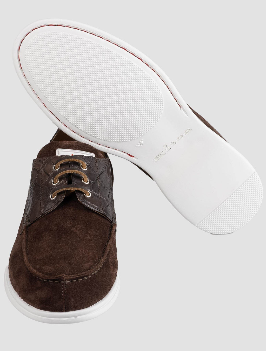 Kiton Brown Crocodile Suede Loafers KSY3 A