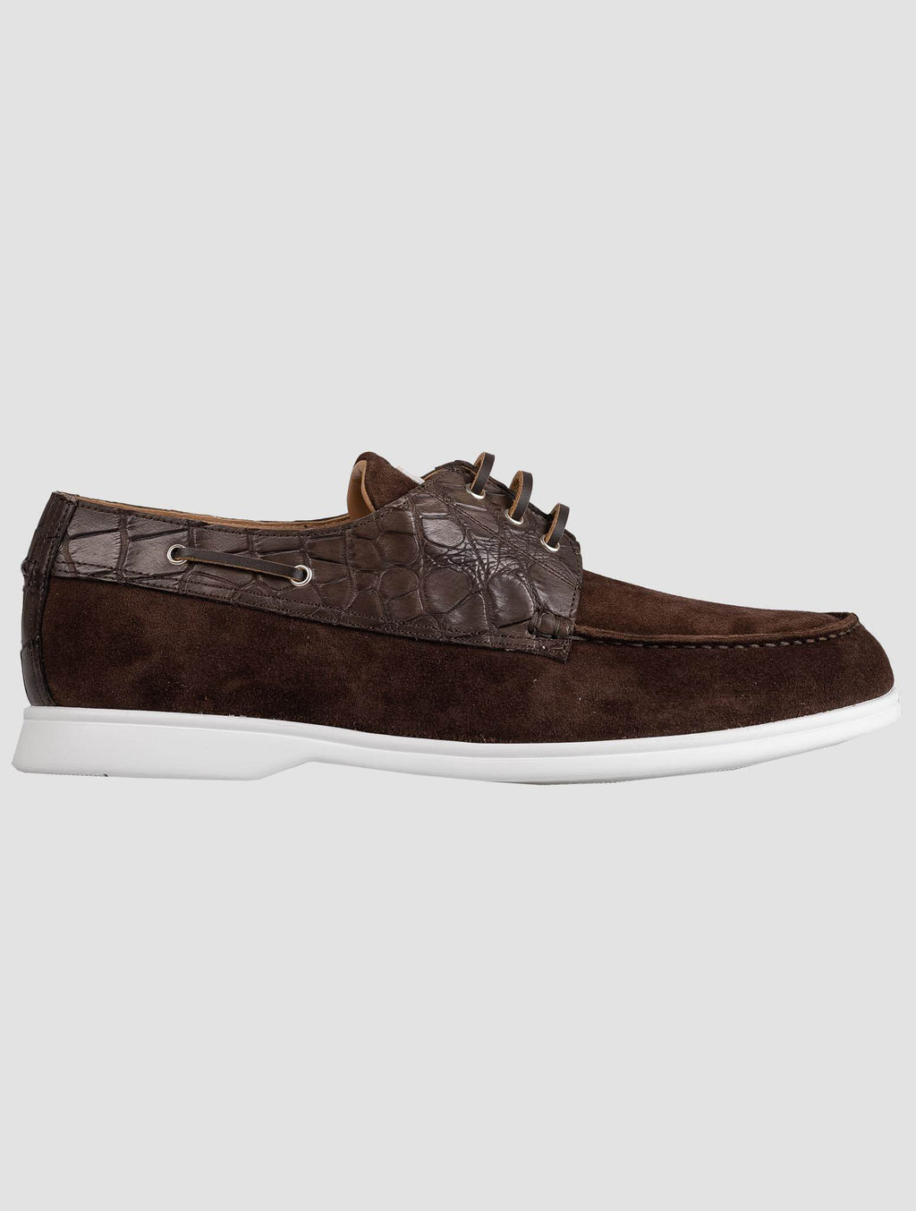 Kiton Brown Crocodile Suede Loafers KSY3 A