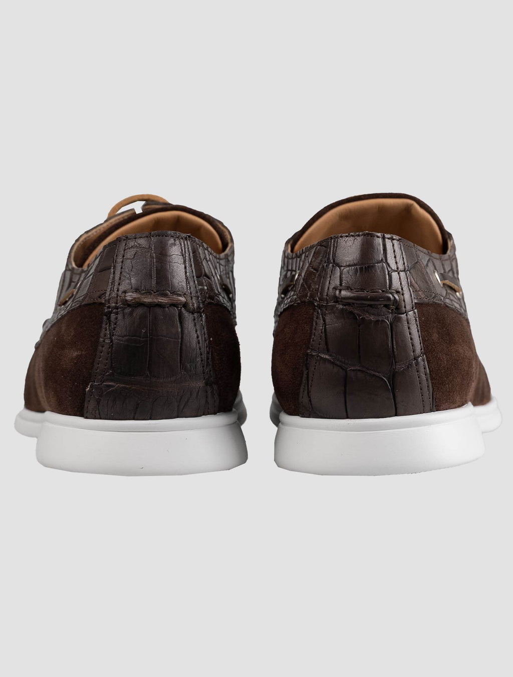 Kiton Brown Crocodile Suede Loafers KSY3 A