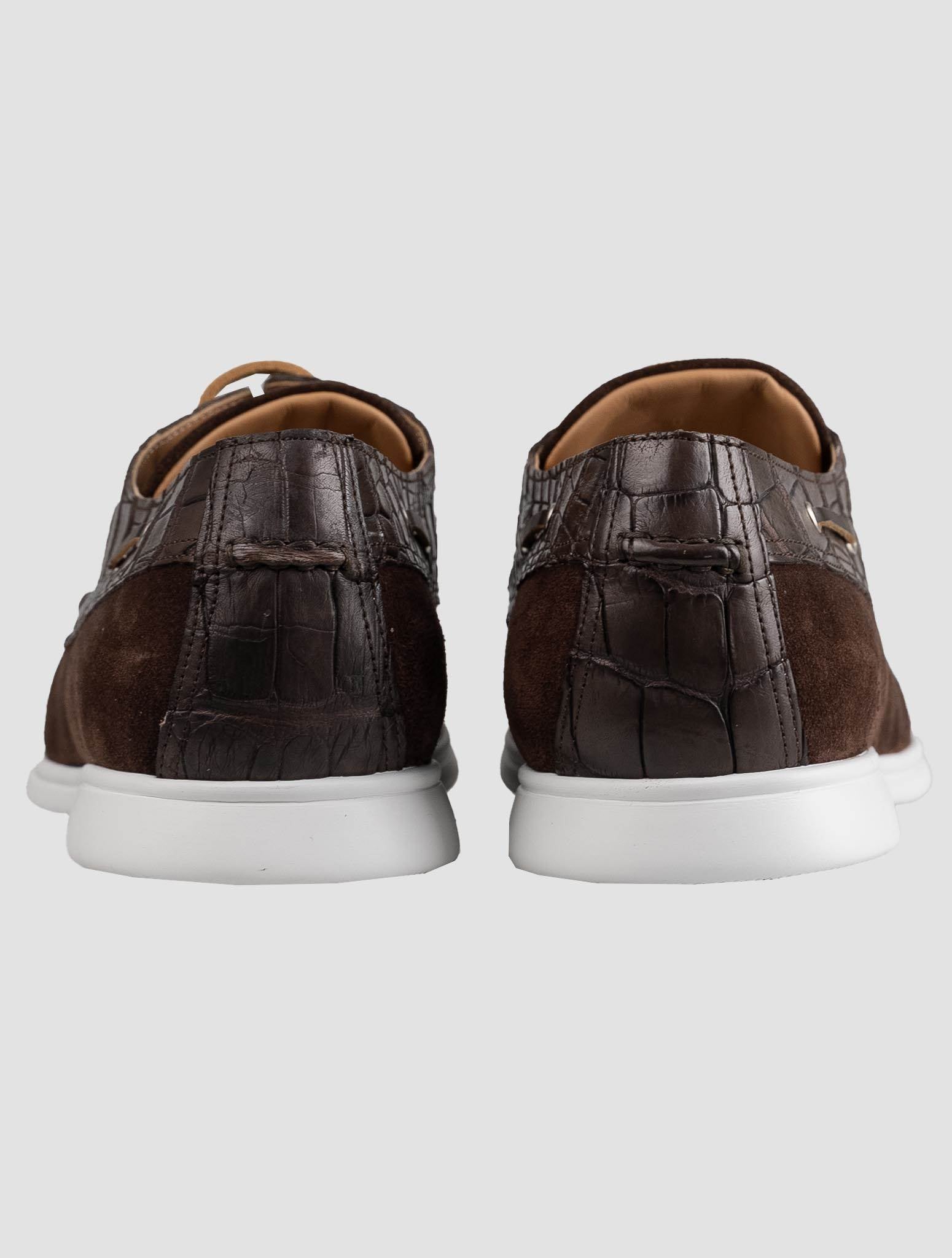 Kiton Brown Crocodile Suede Loafers KSY3 A