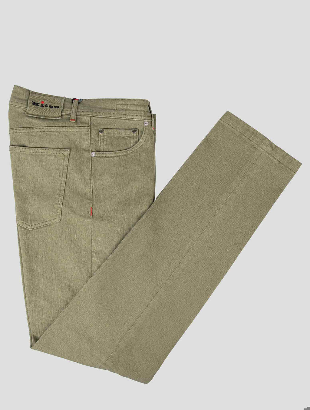 Kiton Green Cotton Elasticated Jeans — view 3