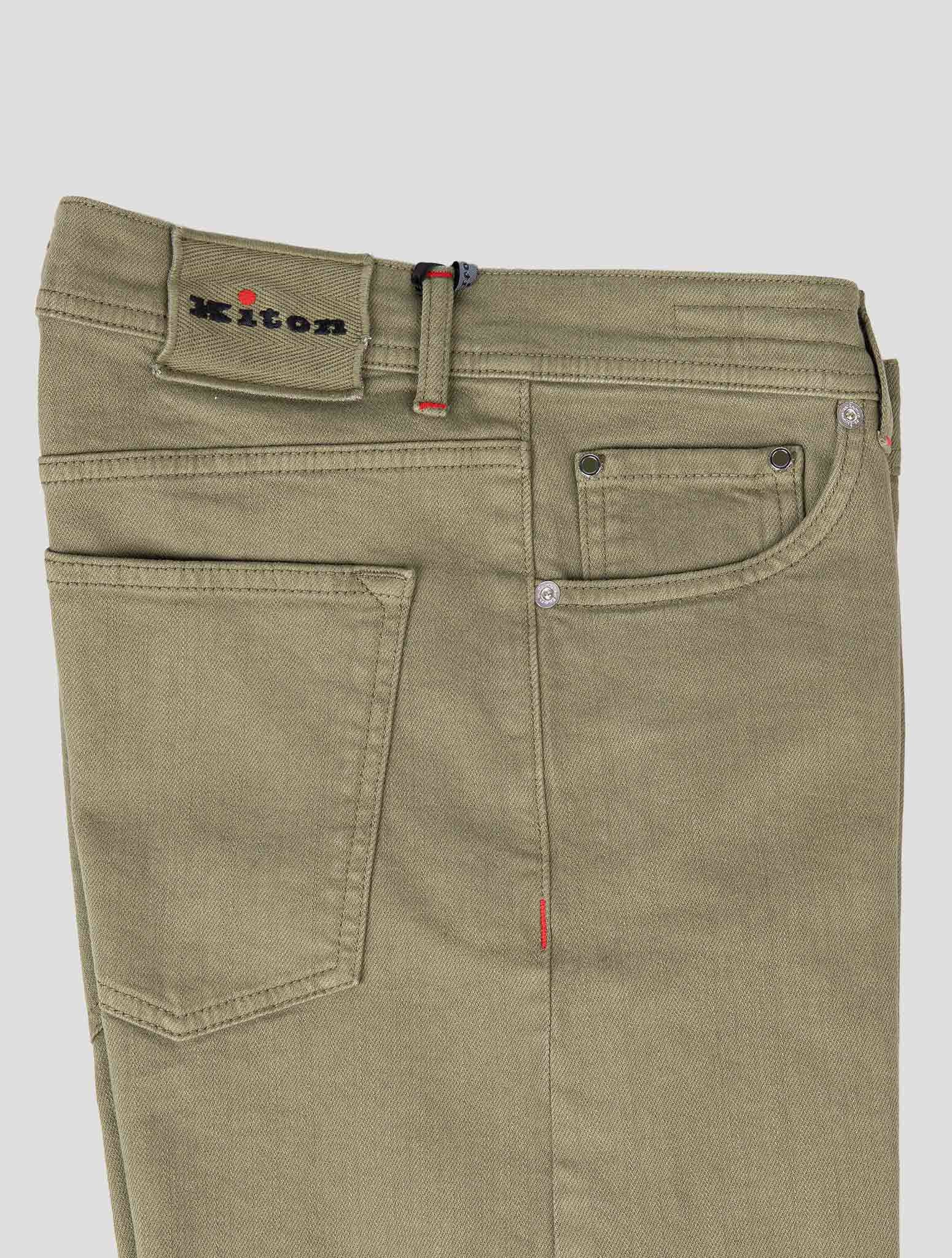 Kiton Green Cotton Elasticated Jeans — view 4