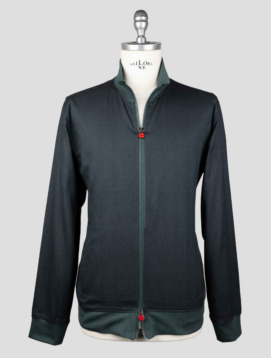 Kiton Dark Green Cotton Lyocell Coat