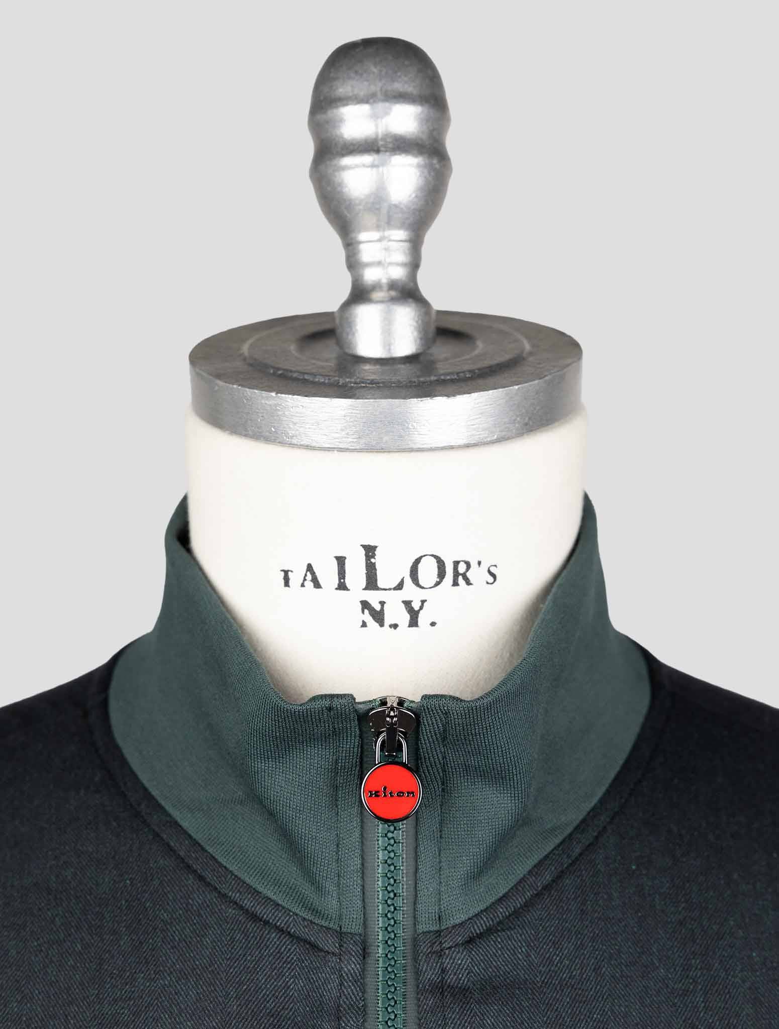 Kiton Dark Green Cotton Lyocell Coat — view 5