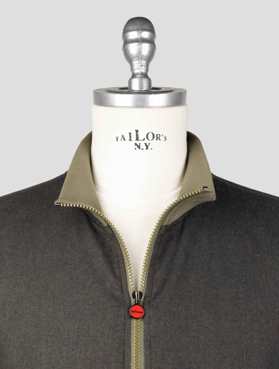 Kiton Dark Green Cotton Coat — view 4