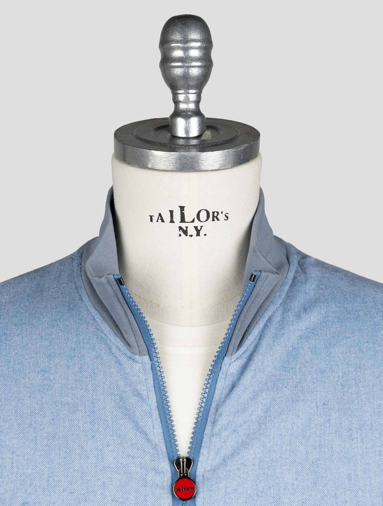 Kiton Light Blue Cotton Coat B-One Kcz28 - view 6
