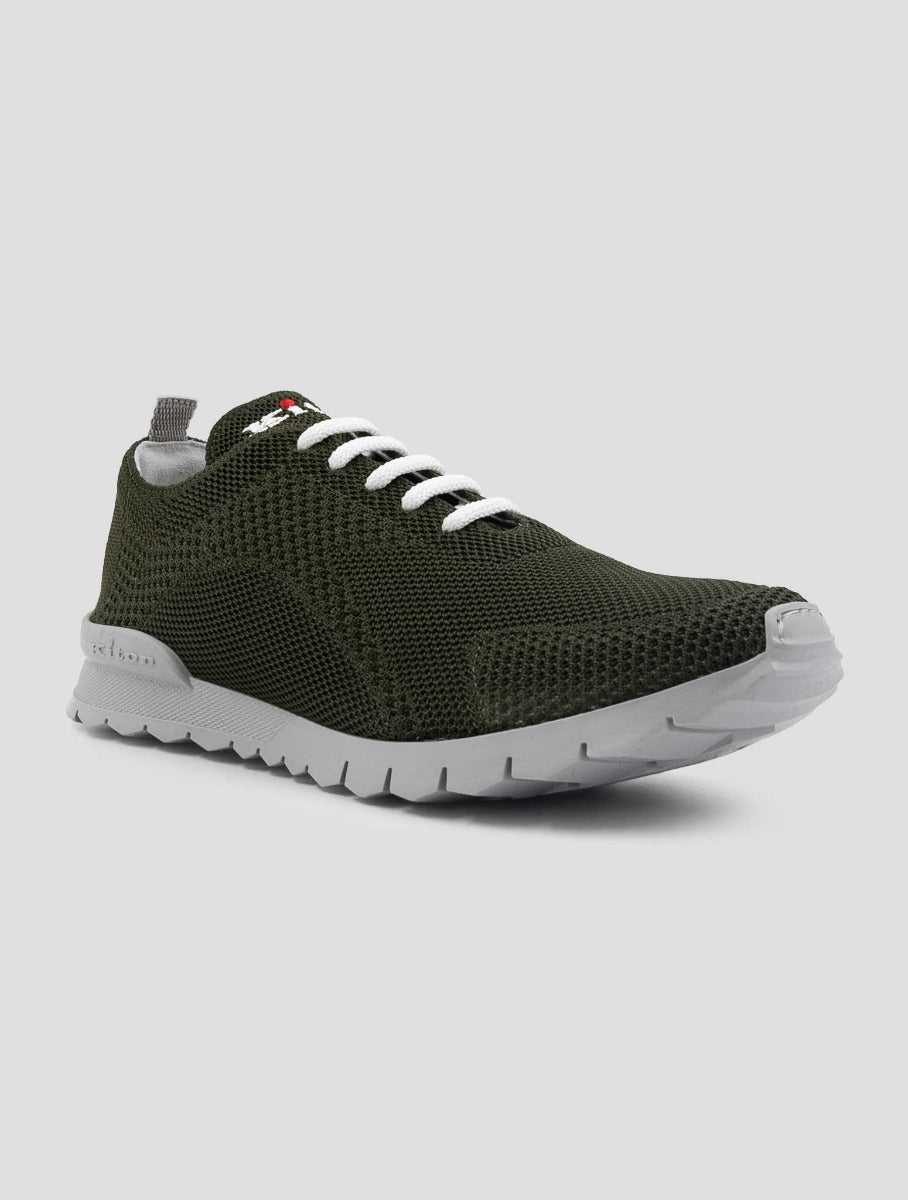 Kiton Green Cotton-Elastane Sneakers