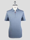 Kiton Light Blue Cotton Polo Half Zip Kmz31