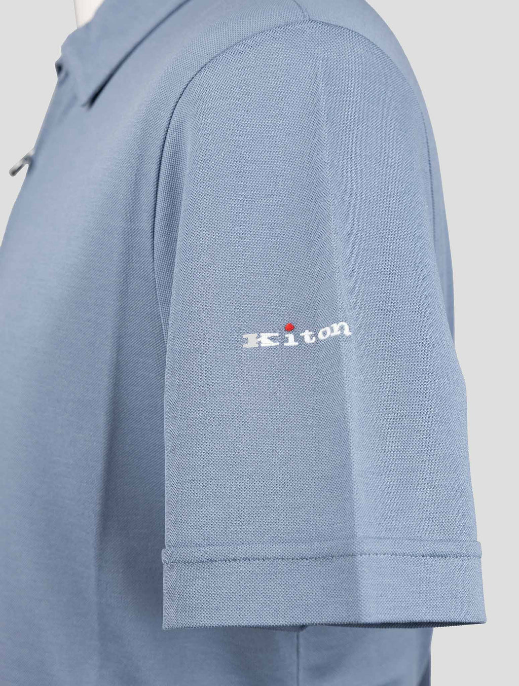Kiton Light Blue Cotton Polo Half Zip Kmz31 - view 3