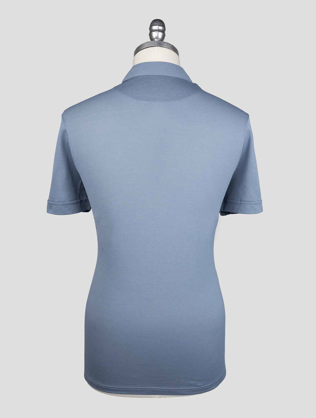 Kiton Light Blue Cotton Polo Half Zip Kmz31 - view 4
