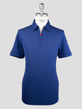 Kiton Blue Cotton Polo Half Zip Kmz30