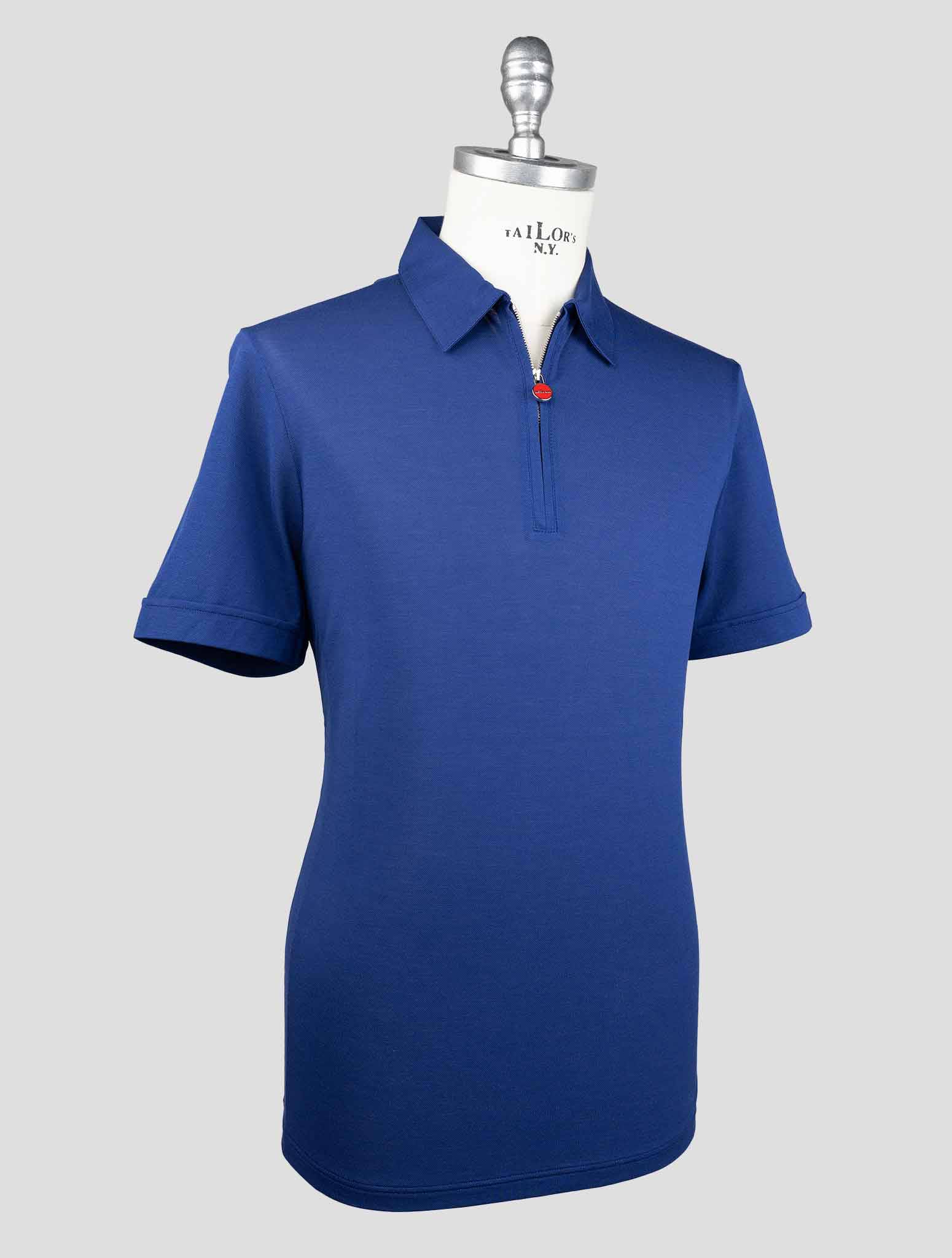 Kiton Blue Cotton Polo Half Zip Kmz30 - view 2