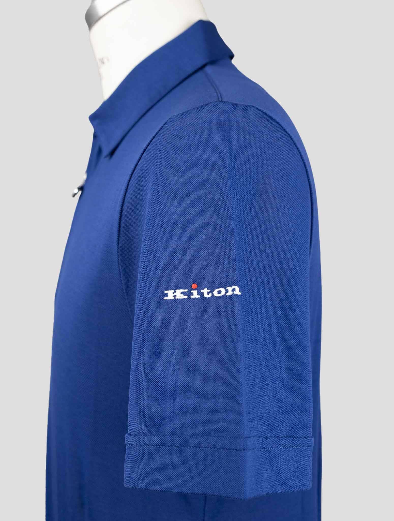 Kiton Blue Cotton Polo Half Zip Kmz30 - view 3