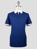 Kiton Blue Cotton Polo Half Zip