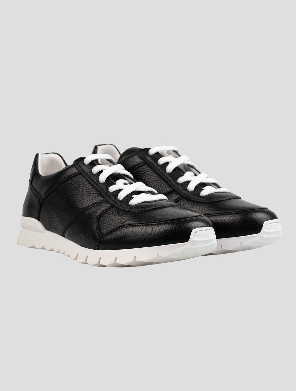 Kiton Black Leather Deer Sneakers