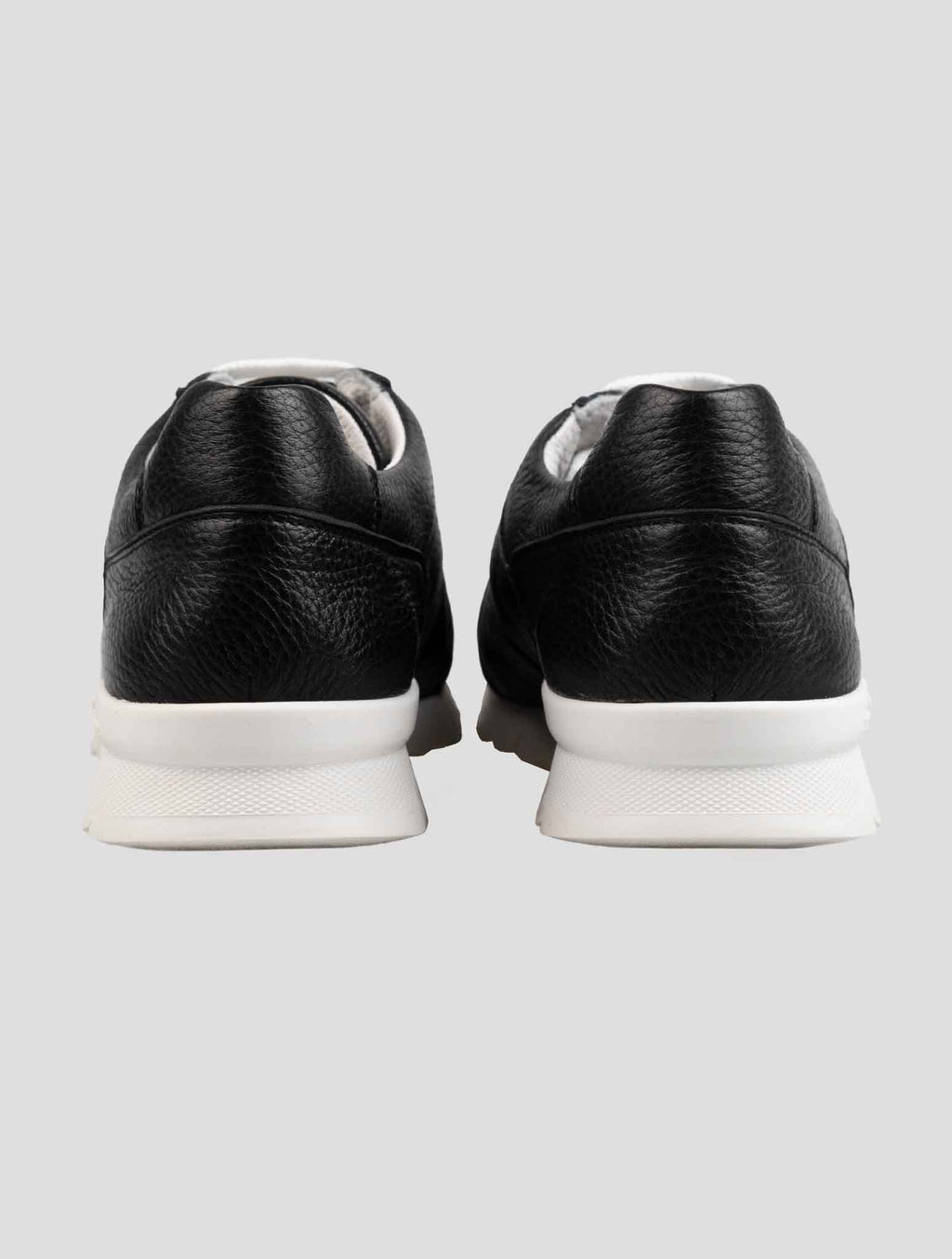 Kiton Black Leather Deer Sneakers