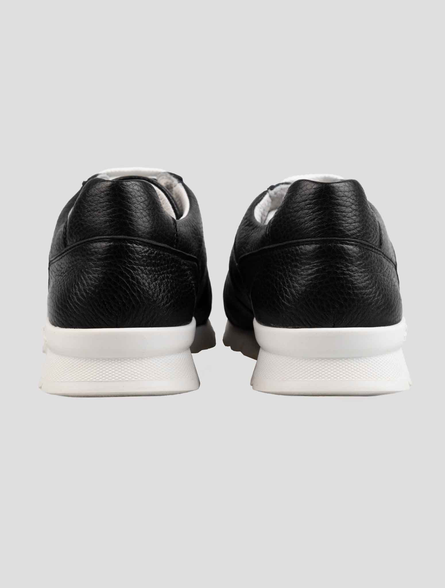 Kiton Black Leather Deer Sneakers