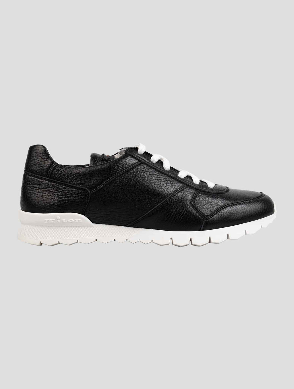 Kiton Black Leather Deer Sneakers