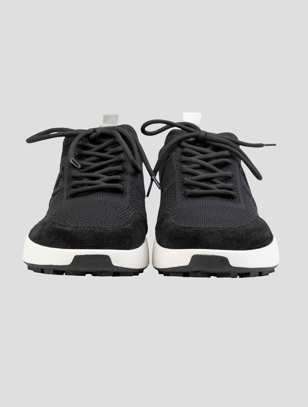 Kiton Black Cotton-Elastane Leather Sneakers