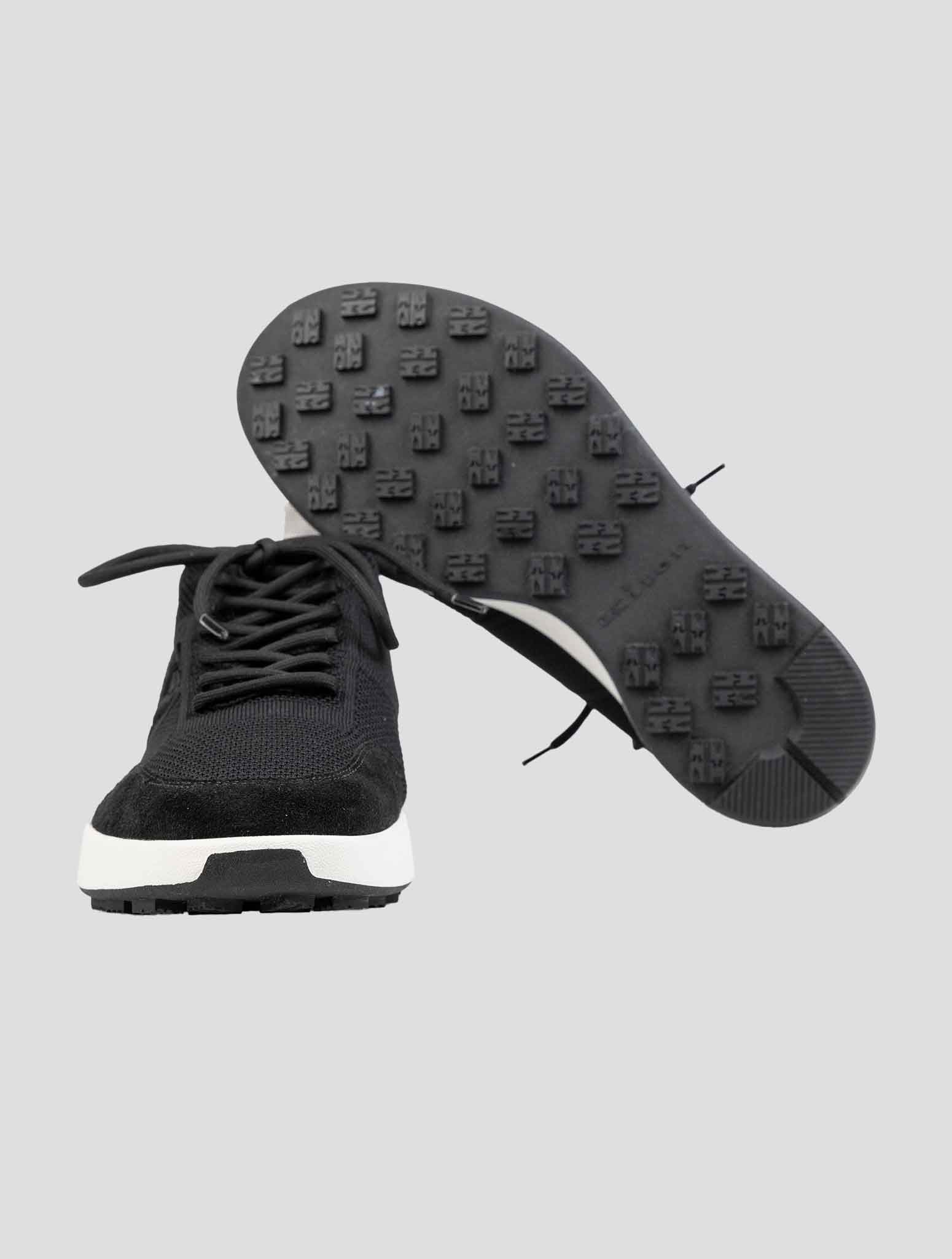 Kiton Black Cotton-Elastane Leather Sneakers