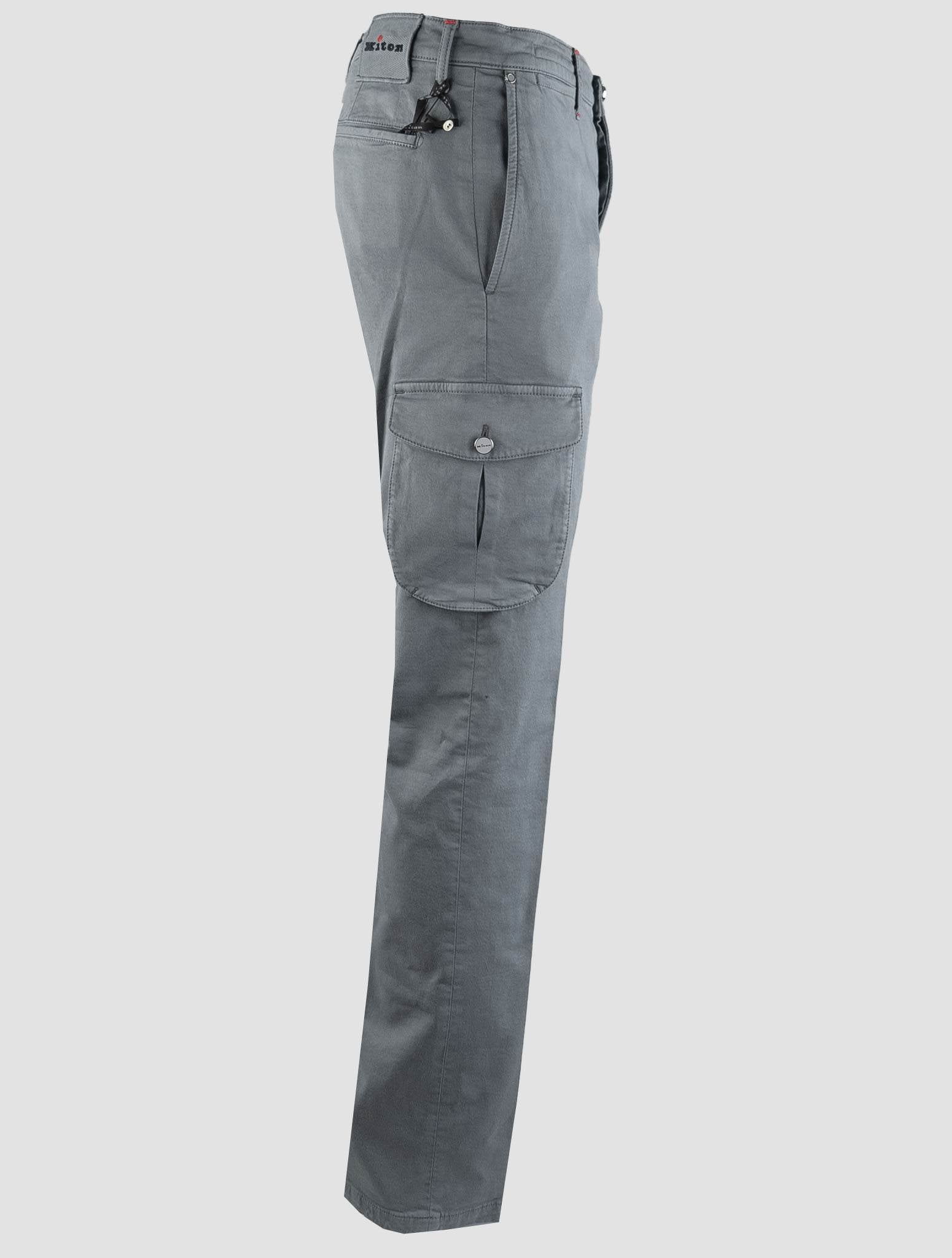 Kiton Light Gray Cotton Elasticated Cargo Pants — view 2