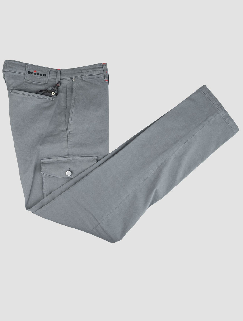 Kiton Light Gray Cotton Elasticated Cargo Pants — view 3