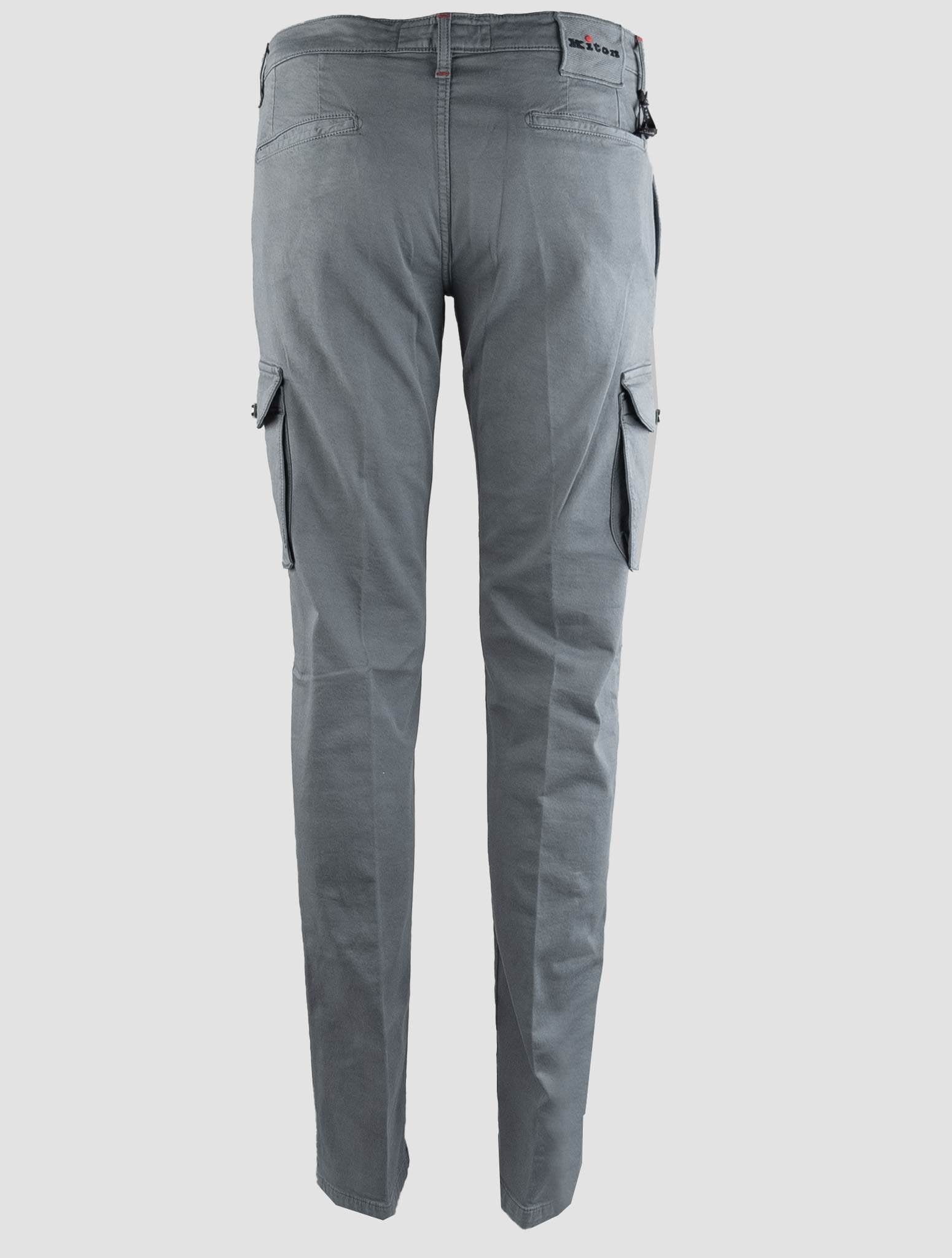Kiton Light Gray Cotton Elasticated Cargo Pants — view 4