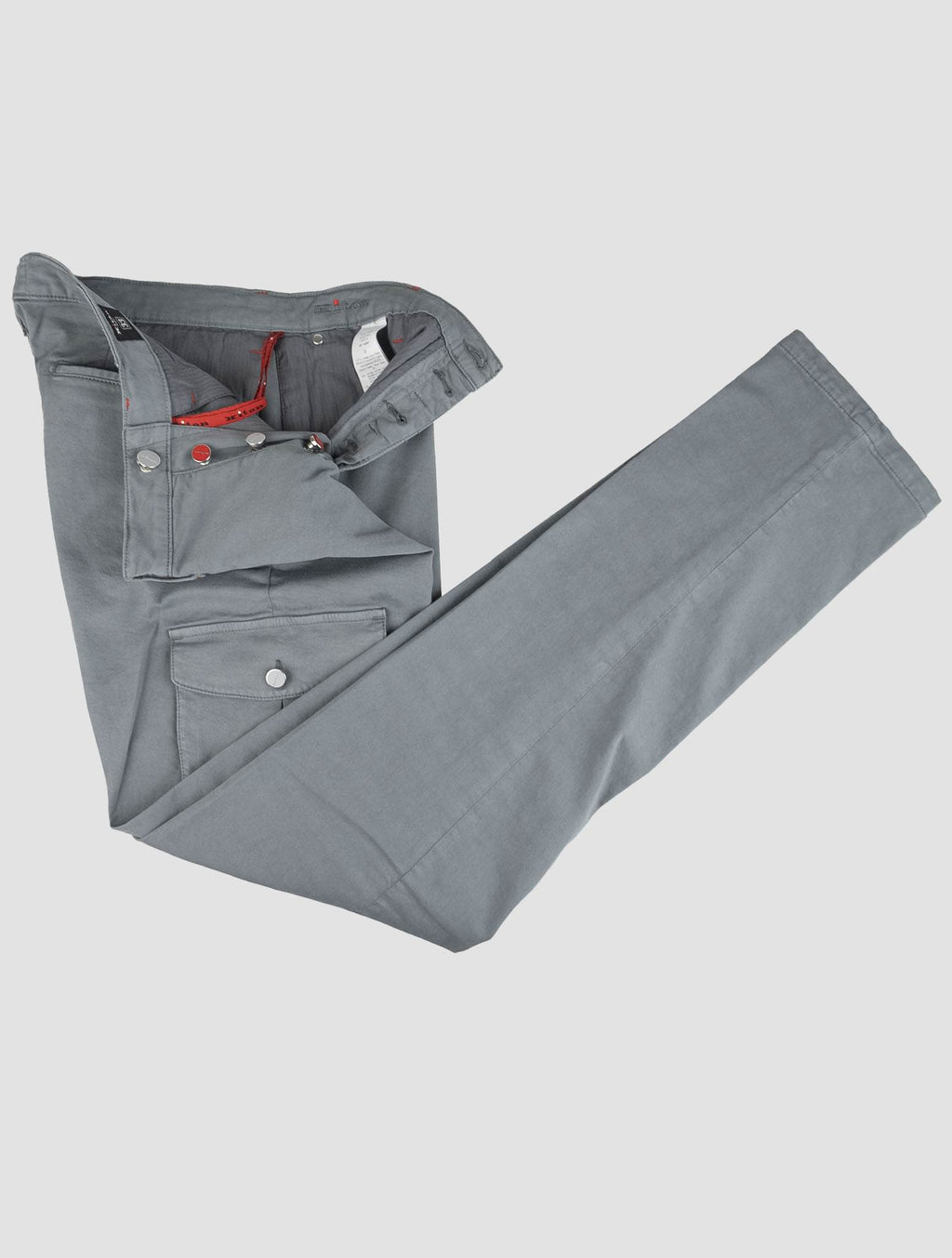 Kiton Light Gray Cotton Elasticated Cargo Pants — view 5