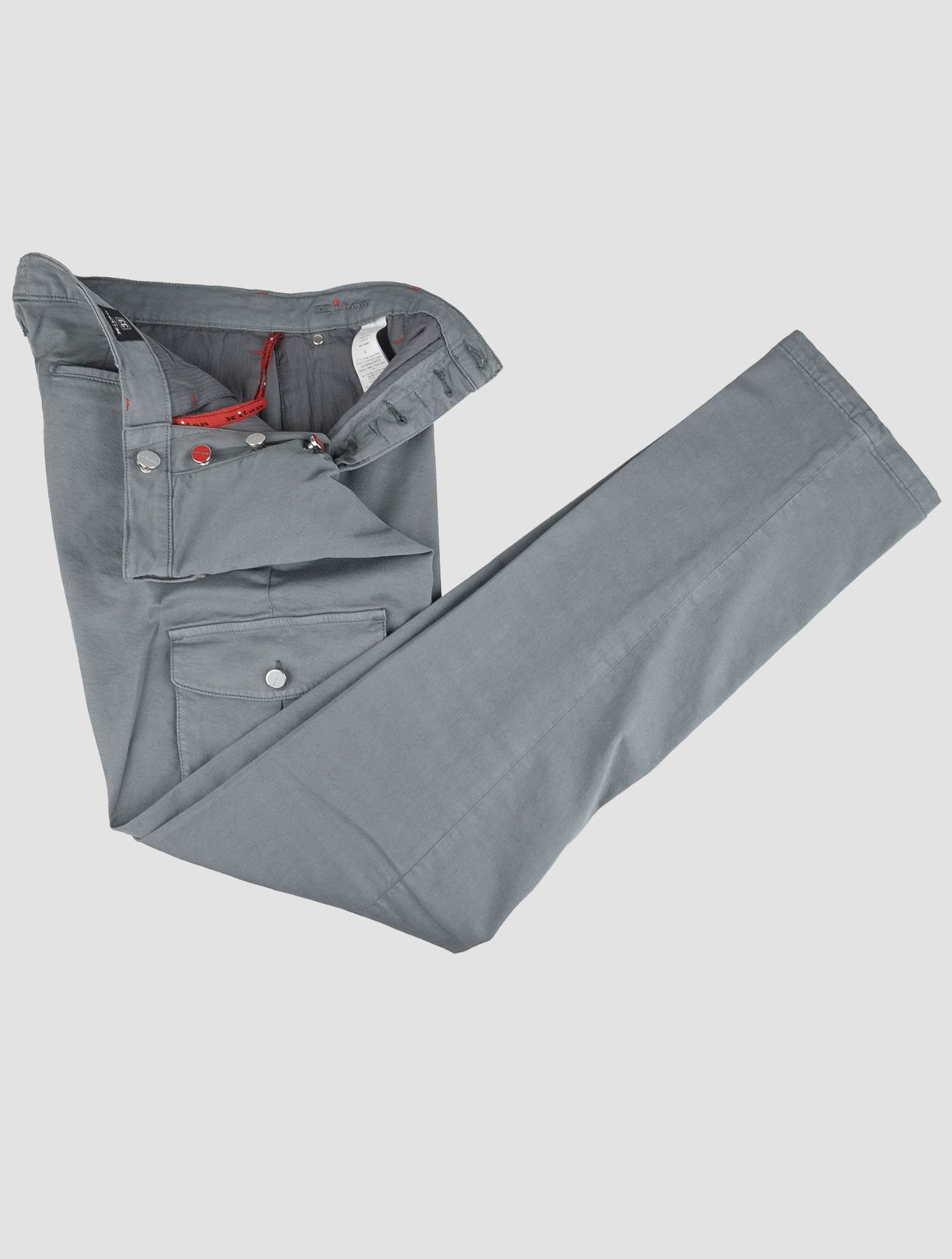 Kiton Light Gray Cotton Elasticated Cargo Pants — view 5