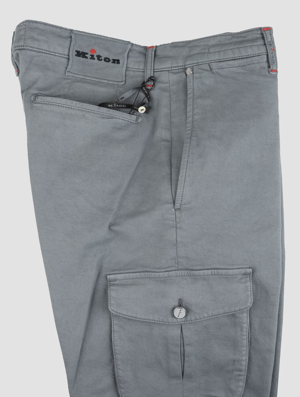 Kiton Light Gray Cotton Elasticated Cargo Pants — view 6