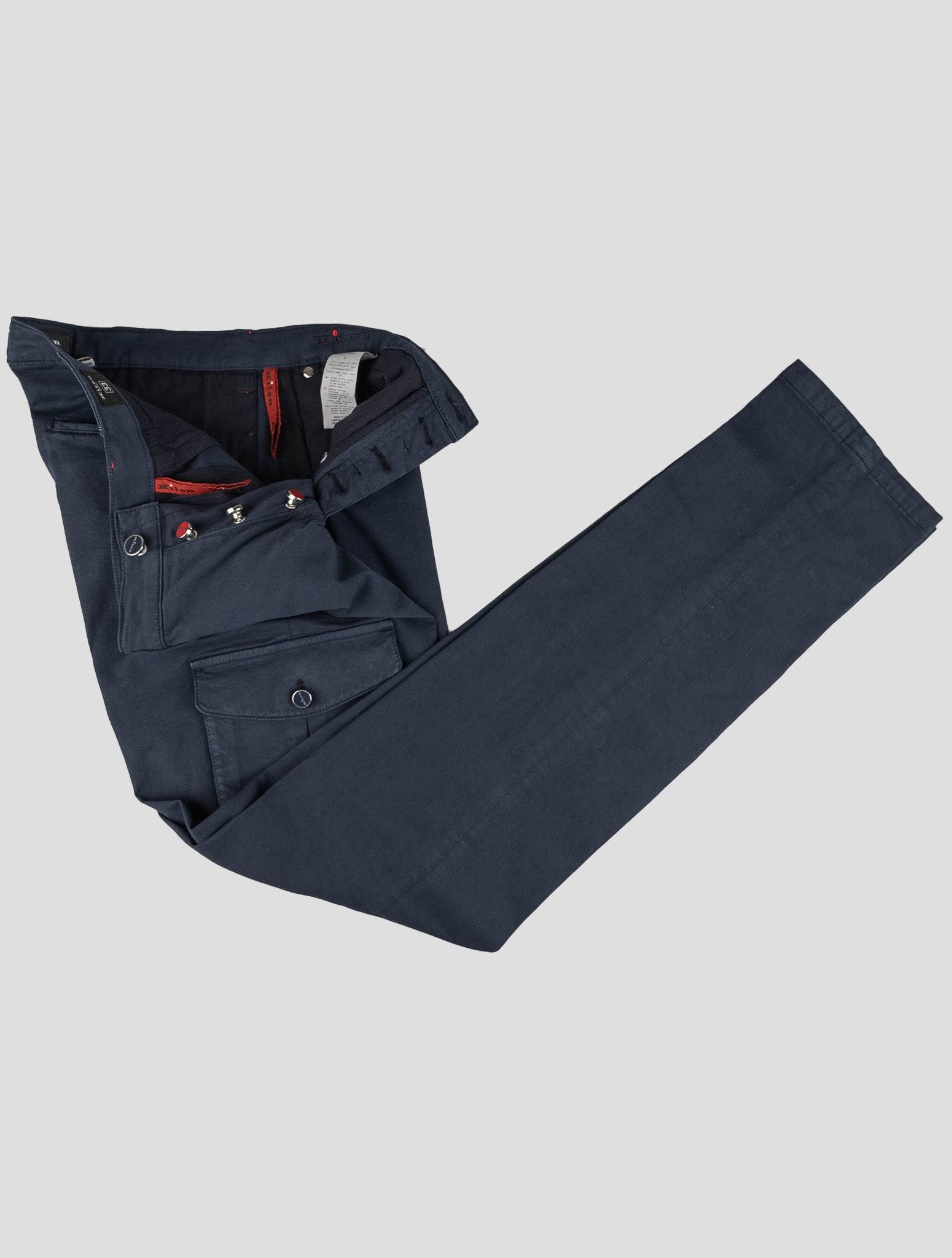 Kiton Blue Cotton Elasticated Cargo Pants (70011) — view 4