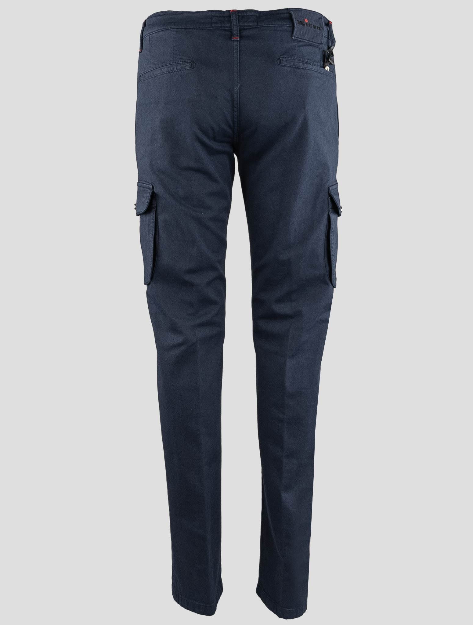 Kiton Blue Cotton Elasticated Cargo Pants (70011) — view 5