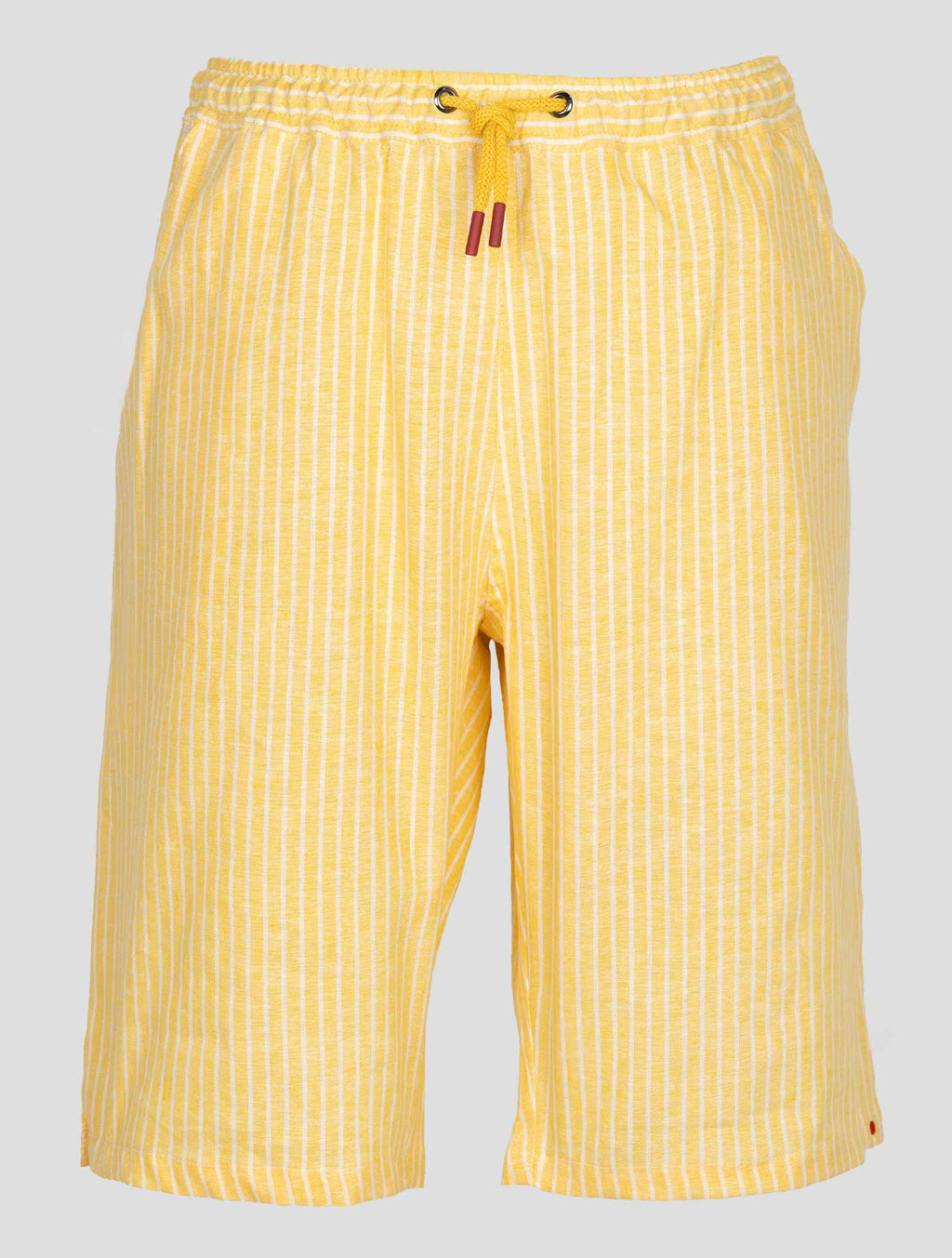 Kiton Yellow White Linen Plaid Elasticated Short Pants