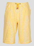 Kiton Yellow White Linen Plaid Elasticated Short Pants