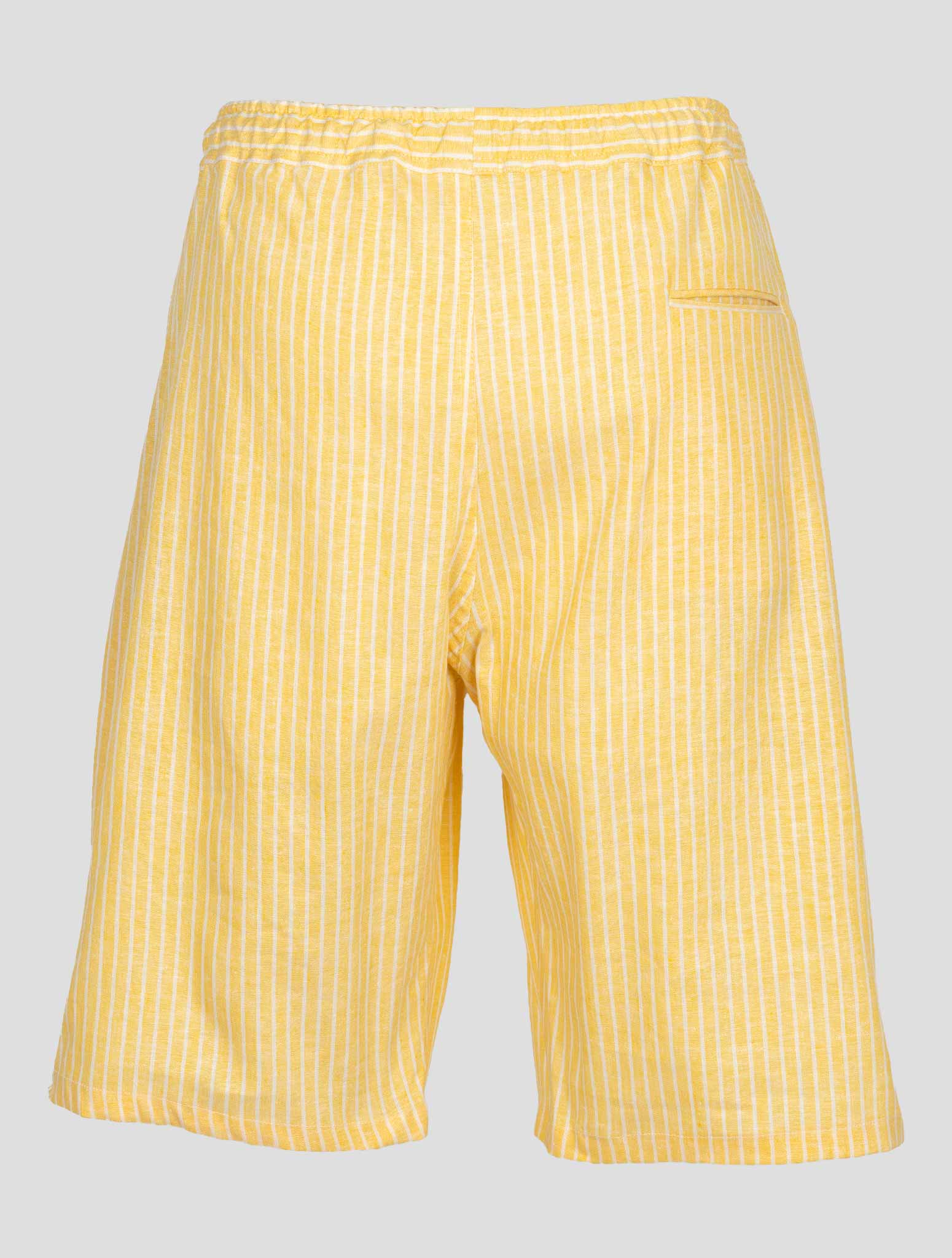 Kiton Yellow White Linen Plaid Elasticated Short Pants — view 3