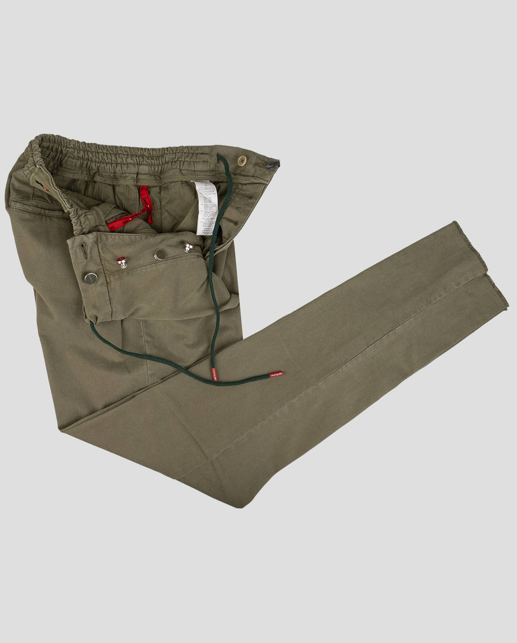 Kiton Green Lyocell Cotton Elasticated Pants — view 2