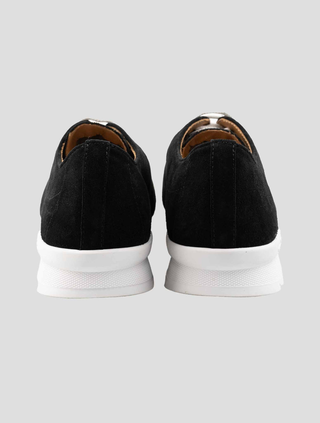 Kiton Black Leather Suede Sheepskin Fur Sneakers