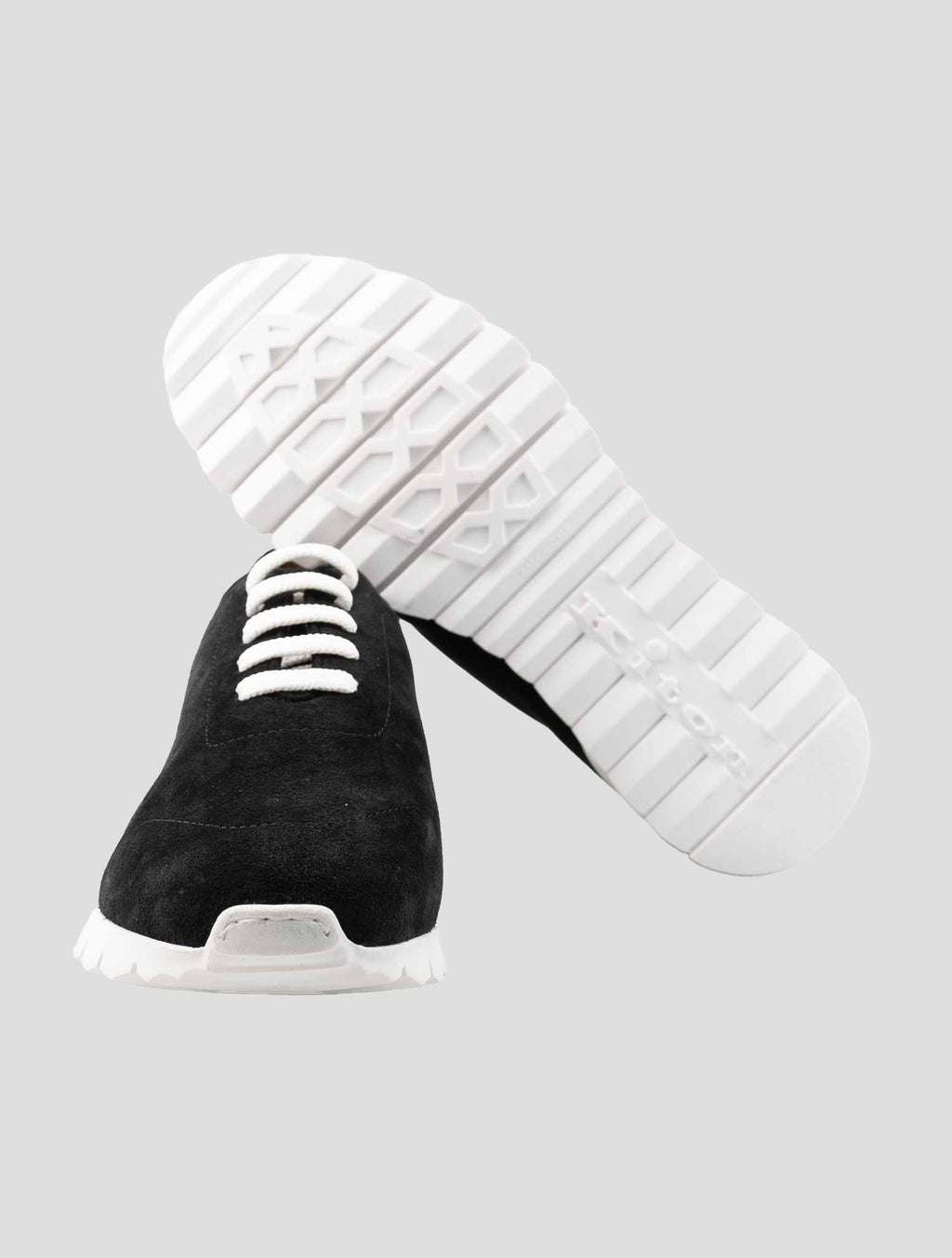 Kiton Black Leather Suede Sheepskin Fur Sneakers