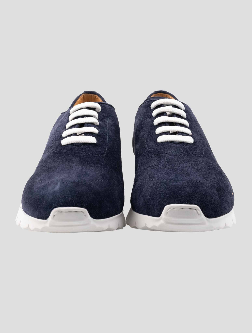 Kiton Blue Leather Suede Sheepskin Fur Sneakers