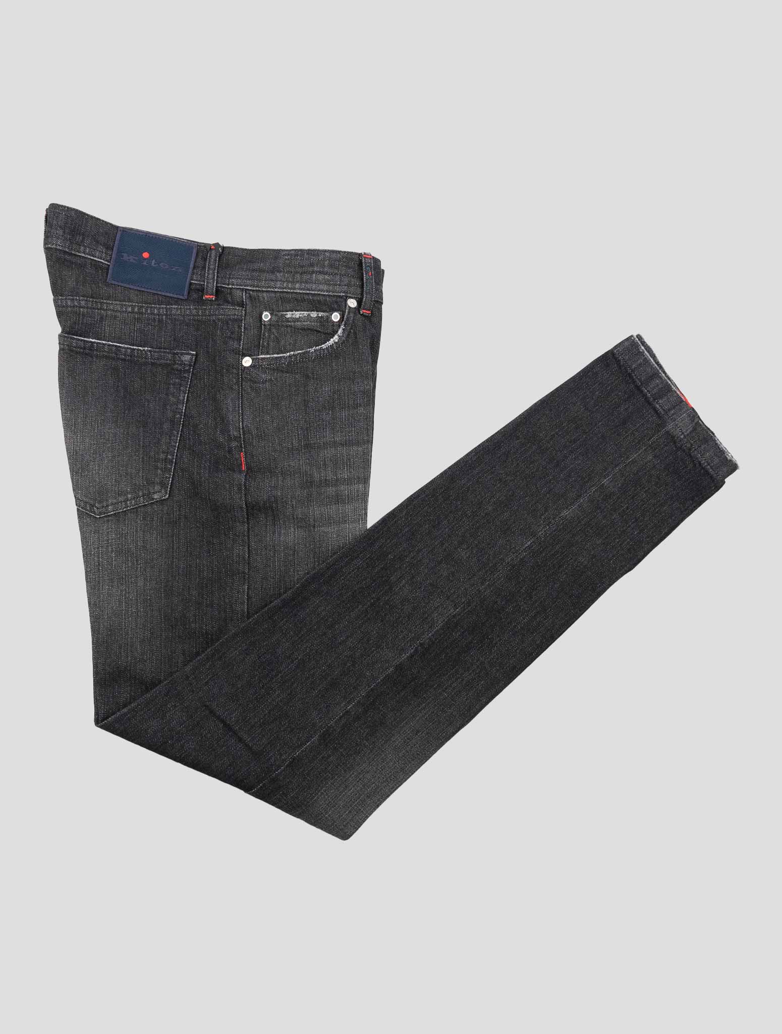 Kiton Black Cotton Elasticated Jeans