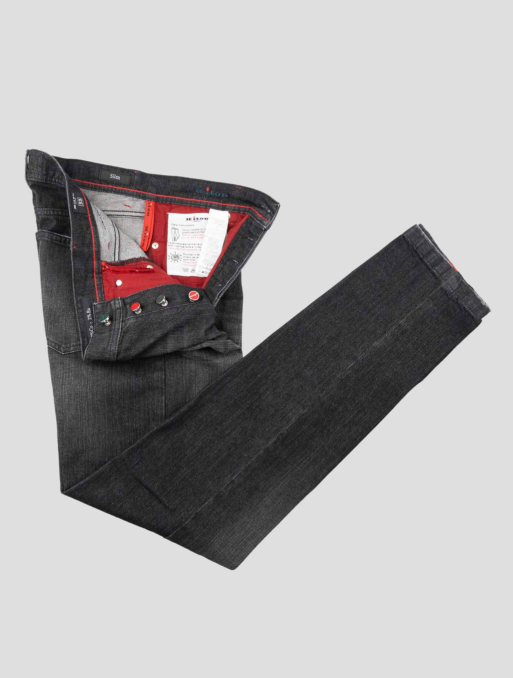 Kiton Black Cotton Elasticated Jeans — view 2