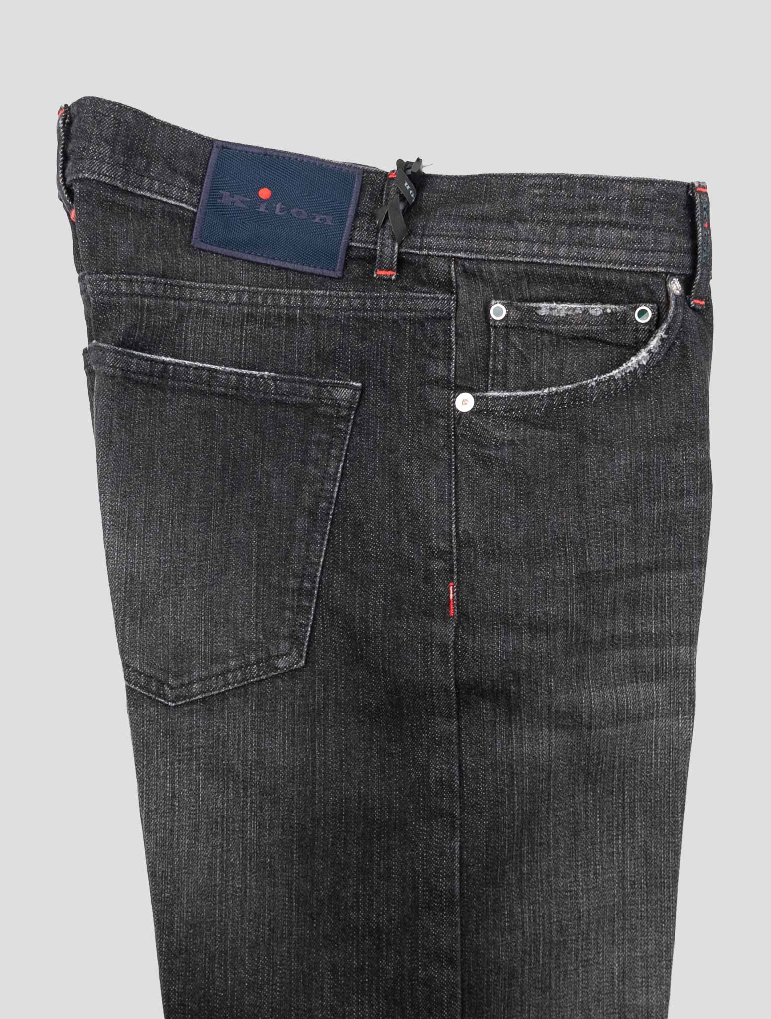 Kiton Black Cotton Elasticated Jeans — view 3