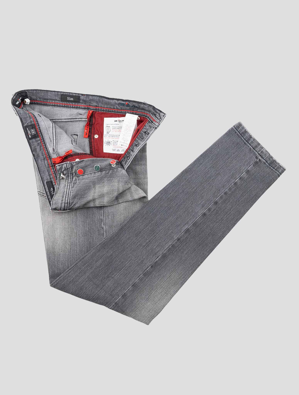 Kiton Gray Cotton Elasticated Jeans — view 2