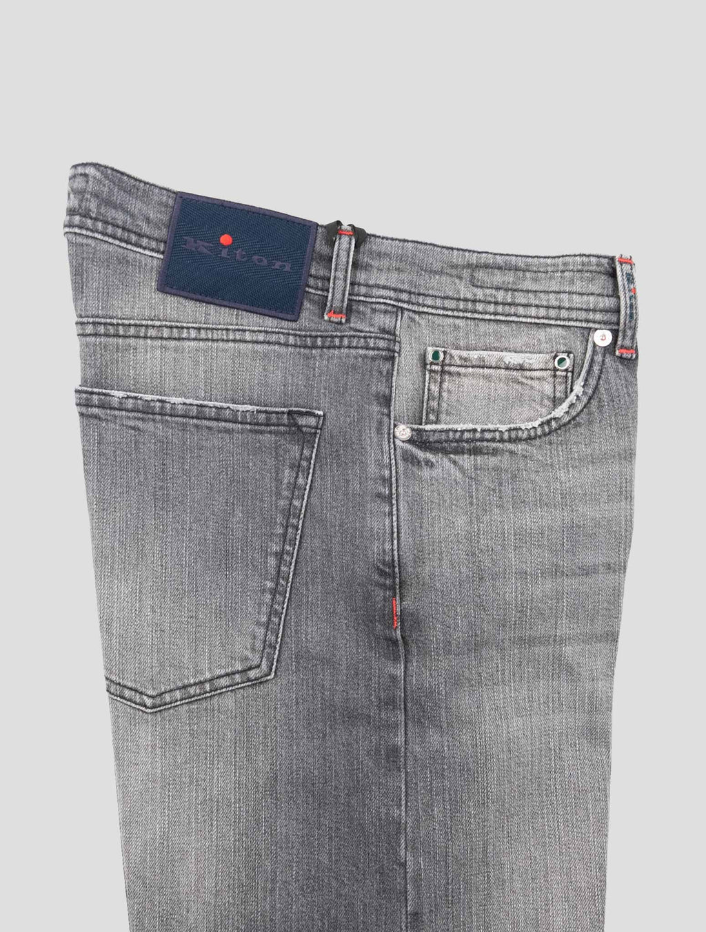 Kiton Gray Cotton Elasticated Jeans — view 3