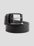 Kiton Black Leather Crocodile Belt