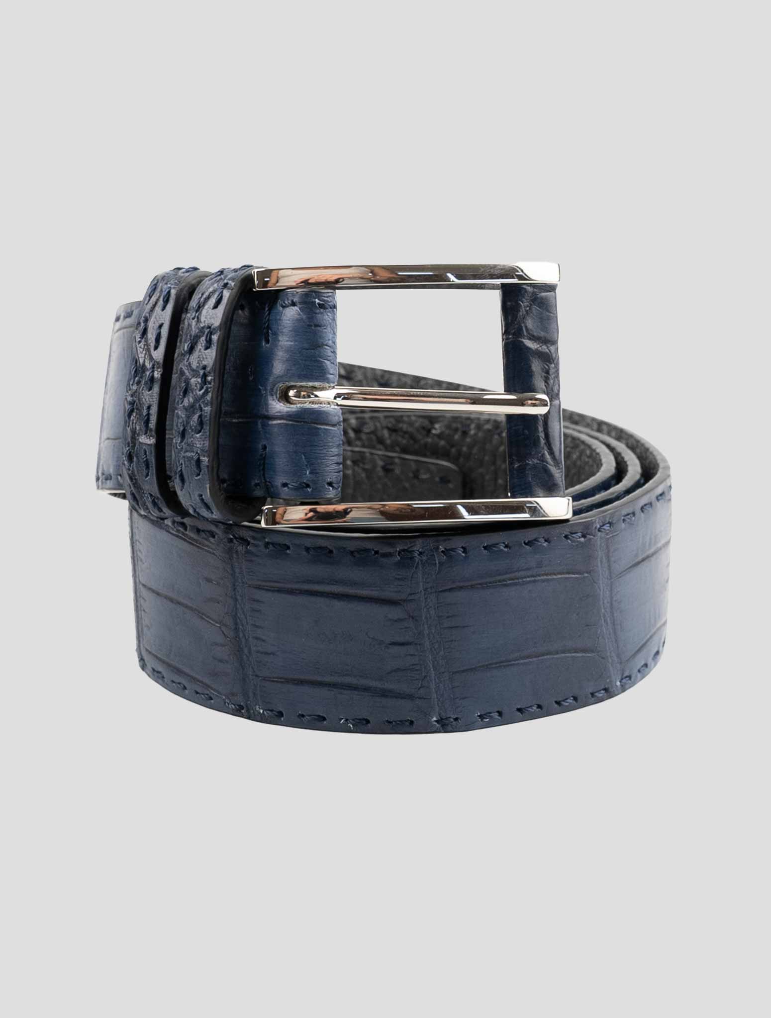 Kiton Blue Leather Crocodile Belt (7140)