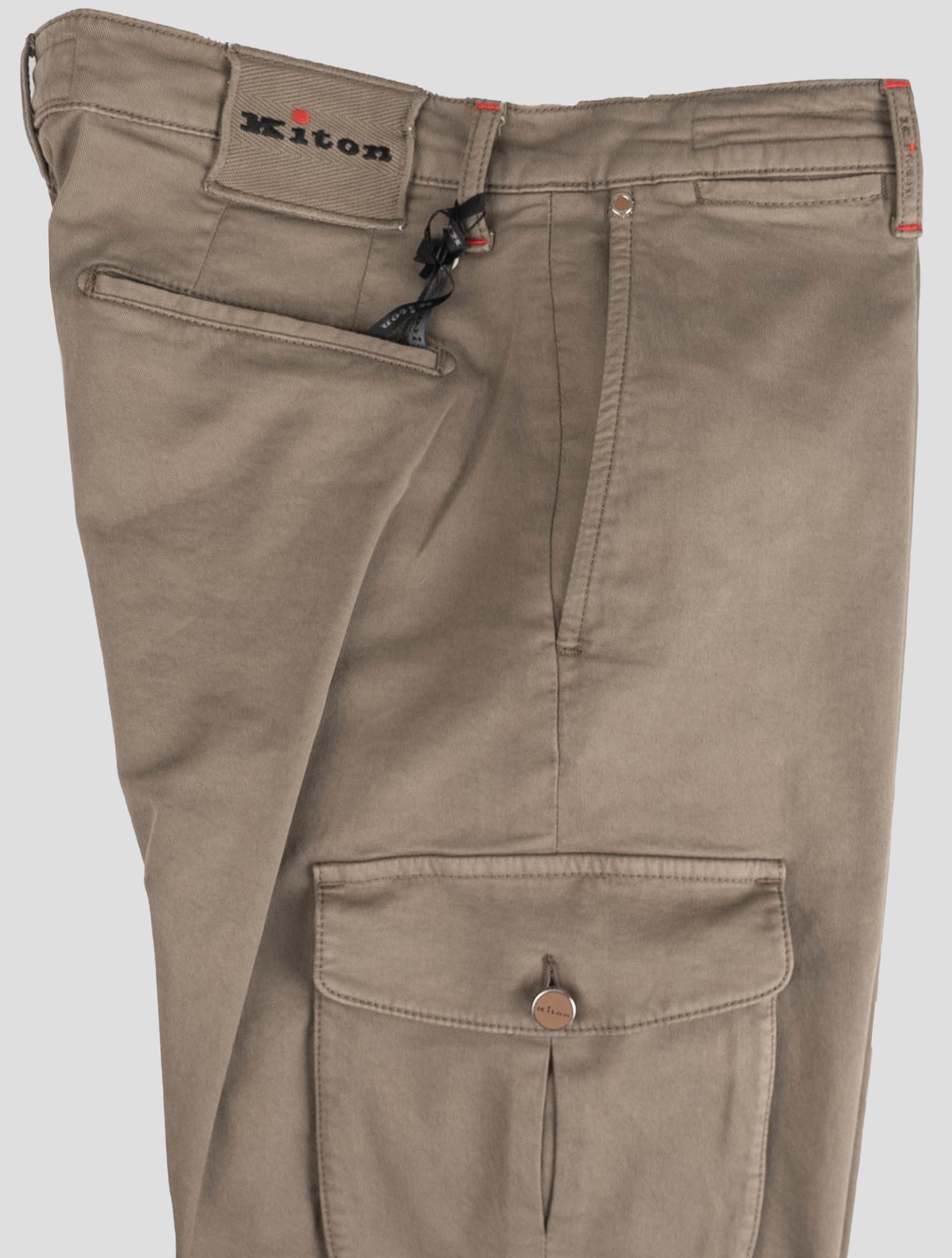 Kiton Beige Cotton Elasticated Cargo Pant — view 4