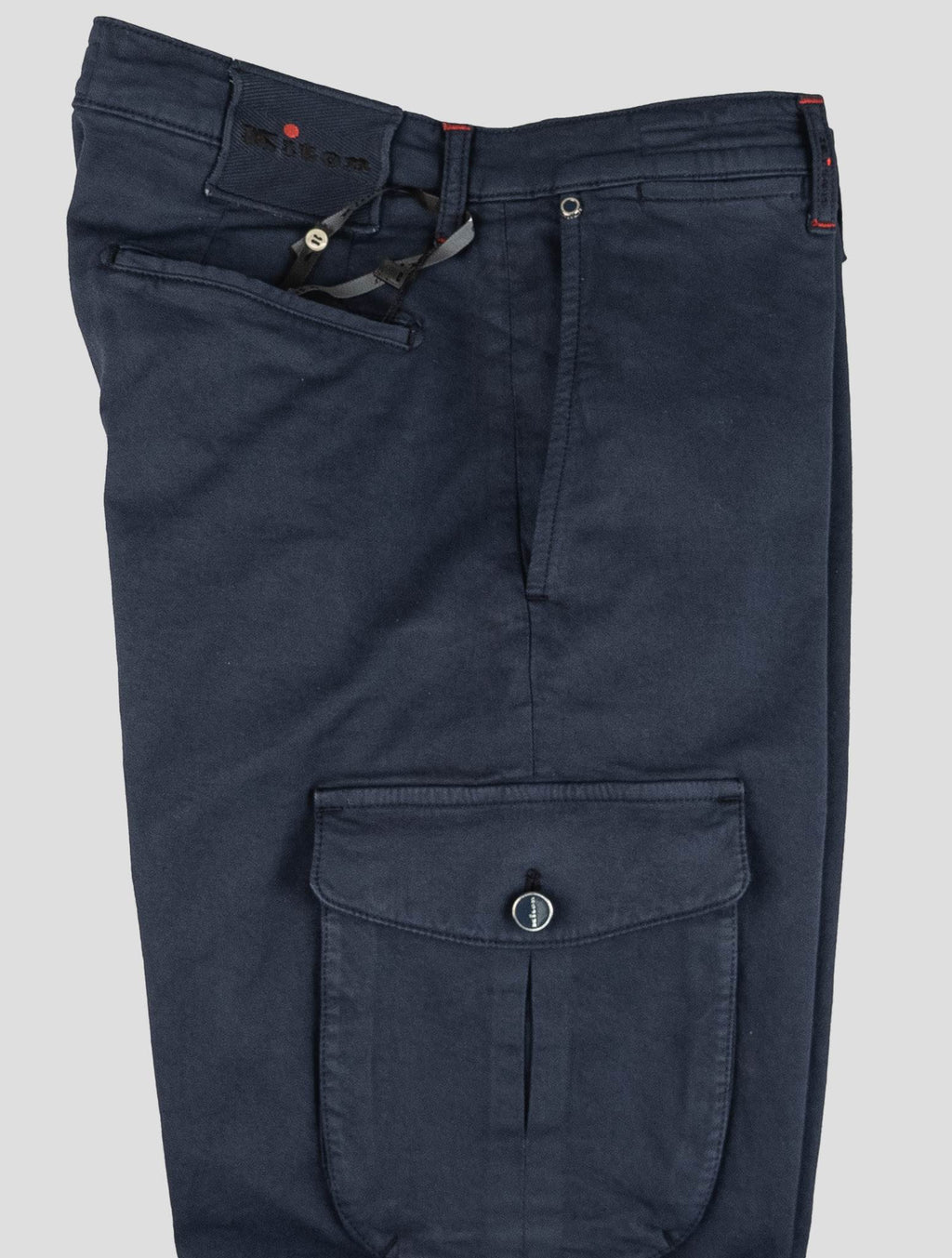 Kiton Blue Cotton Elasticated Cargo Pants (70012) — view 3